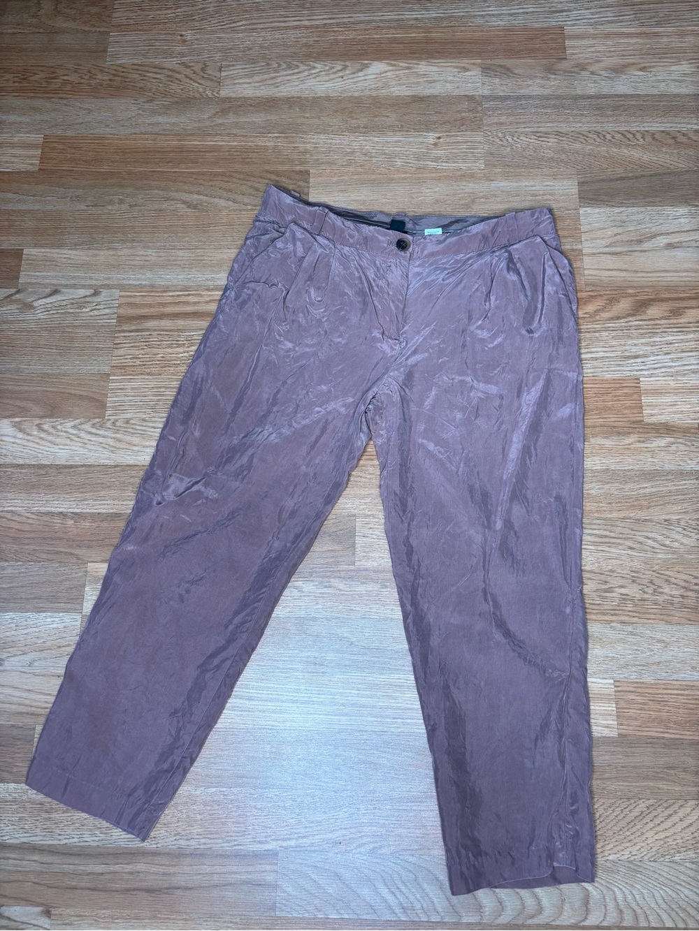 J. Crew Cropped Cupro Pleated Straight-Leg Pants in Taupe City Fit Size 8